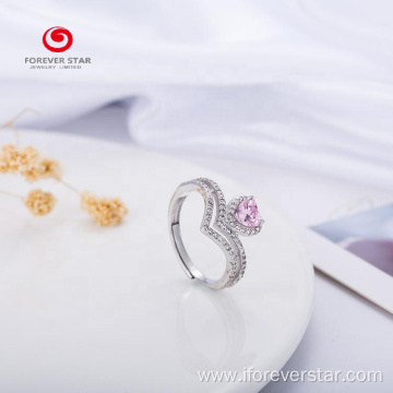 Crystal Heart Shape Woman Engagement Wedding Ring